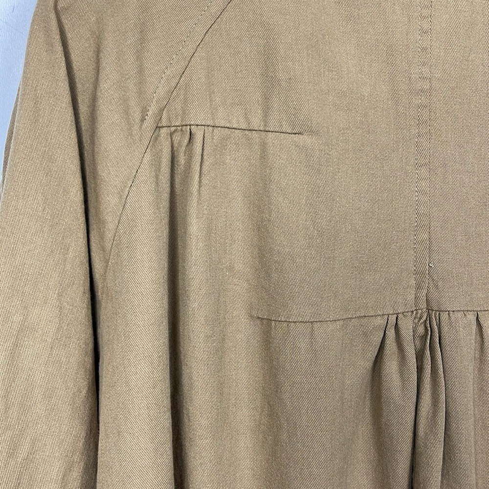 Mystree Womens Tunic/Jacket L Tan 4 Button Close Wide Sleeves Pockets Peplum Hem - Picture 12 of 16